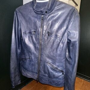 Stylish Blue Leather Jacket